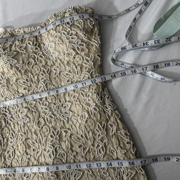 NWT MAC DUGGAL [ 4 ] 24067 Strapless Beaded Lace Fitted Column Gown‎ Beige J1734 - Picture 6 of 16